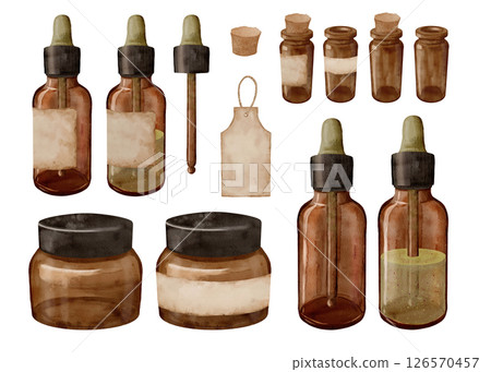 Beautiful Vintage Amber Glass Bottles that come with Droppers and Labels for use 126570457