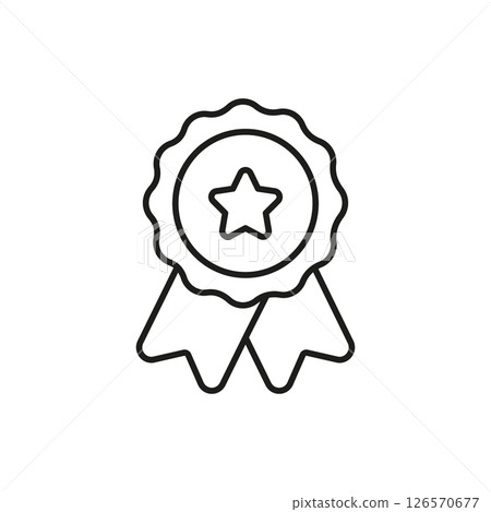 Award Ribbon With Star Line Icon. Achievement, Excellence, And Recognition Outline Symbol. Merit Badge, Honor, And Quality Assurance. Editable Stroke. Isolated Vector Illustration Award Ribbon With Star Line Icon. Achievement, Excellence, And Recognition Outline Symbol. Merit Badge, Honor, And Quality Assurance. Editable Stroke. Isolated Vector Illustration 126570677