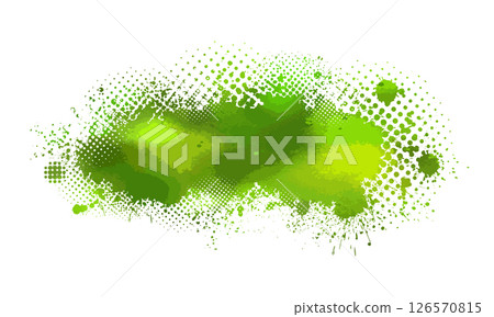 Splatter Paint Texture . Green Spray Blot of Ink. Place illustration Over any Object to Create Grungy Effect . hand drawn. Not AI, Vector 126570815