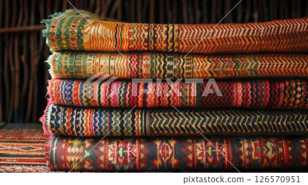 Handmade Or Woven Textiles With Unique Patterns 126570951