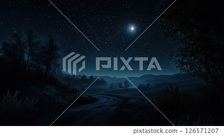 Night Sky Over A Landscape In Complete Shadow 126571207