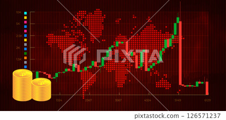 Crypto Market Scam Warning. Financial Fraud in Cryptocurrency Trading with Chart 126571237