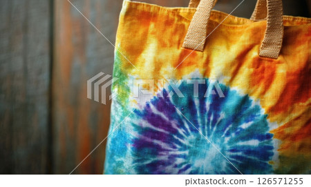 Tie-Dye Patterns On A Canvas Bag 126571255