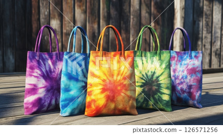 Tie-Dye Patterns On A Canvas Bag Tie-Dye Patterns On A Canvas Bag 126571256