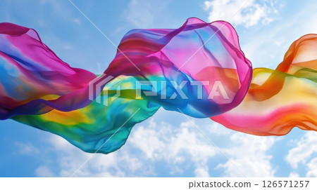 Tie-Dye Scarves Blowing In The Wind 126571257