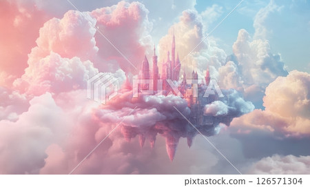 Whimsical Pastel Clouds Forming A Fantastical Castle 126571304