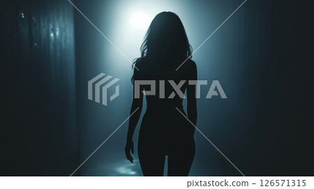 Woman Silhouette From The Darkness 126571315