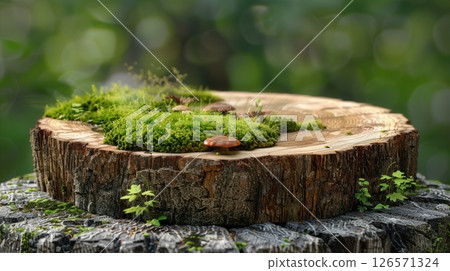 Rustic Wood Slice With Moss 126571324