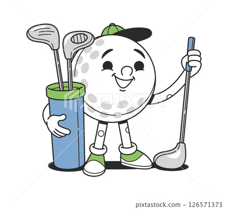 Comic golf ball groovy character Comic golf ball groovy character 126571373