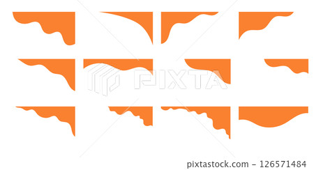 Abstract orange wave header designs with smooth and irregular curves. 126571484