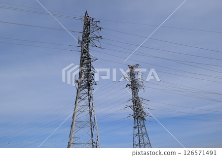 Transmission tower high voltage alternating current 126571491