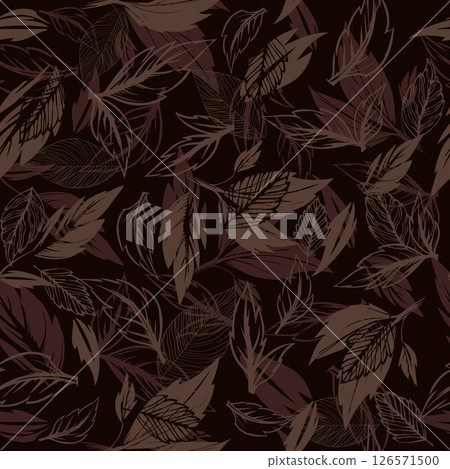 Autumn leaves seamless dark background. Hand drawing. Not AI, Vector illustration Autumn leaves seamless dark background. Hand drawing. Not AI, Vector illustration 126571500