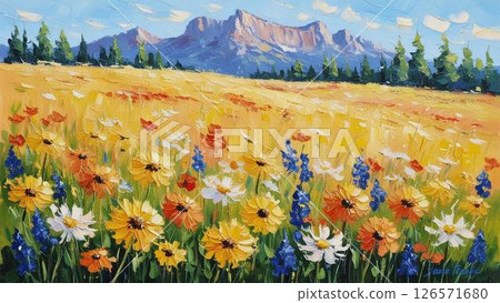 Margaret blooming on the plateau in early summer 126571680