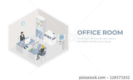 Isometric Office Room Interior Concept Vector 126571932