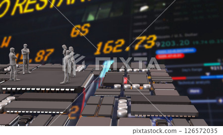 The Teamwork on electronic board for Business concept 3d Rendering. The Teamwork on electronic board for Business concept 3d Rendering. 126572035