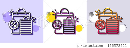 Discount line icon. Halftone dotted pattern. Gradient icon with grain shadow. Sale shopping bags sign. Clearance symbol. Line shopping bags icon. Various designs. Vector Discount line icon. Halftone dotted pattern. Gradient icon with grain shadow. Sale shopping bags sign. Clearance symbol. Line shopping bags icon. Various designs. Vector 126572221