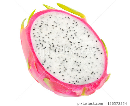 Half of dragonfruit isolated on white background 126572254
