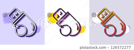 Recovery usb memory line icon. Halftone dotted pattern. Gradient icon with grain shadow. Backup data sign. Restore information symbol. Line flash memory icon. Various designs. Vector Recovery usb memory line icon. Halftone dotted pattern. Gradient icon with grain shadow. Backup data sign. Restore information symbol. Line flash memory icon. Various designs. Vector 126572277