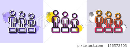 Equality line icon. Halftone dotted pattern. Gradient icon with grain shadow. Equity culture sign. Gender diversity symbol. Line equality icon. Various designs. Vector 126572503
