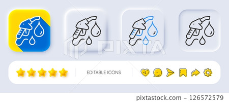 Petrol station line icon. Neumorphic, Flat shadow, 3d buttons. Filling gas station sign. Diesel fuel symbol. Line petrol station icon. Social media icons. Vector 126572579