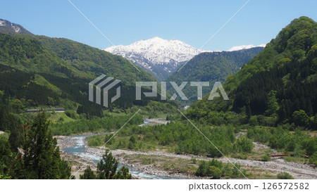 Mount Dainichi as seen from Tateyama Ohashi Bridge 126572582