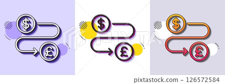 Money transfer line icon. Halftone dotted pattern. Gradient icon with grain shadow. Cash exchange sign. Dollar to Pound change symbol. Line money transfer icon. Various designs. Vector Money transfer line icon. Halftone dotted pattern. Gradient icon with grain shadow. Cash exchange sign. Dollar to Pound change symbol. Line money transfer icon. Various designs. Vector 126572584