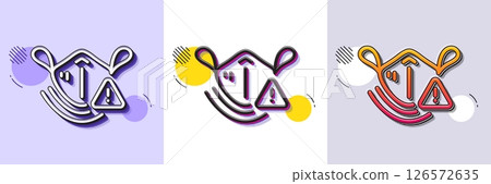 Medical mask line icon. Halftone dotted pattern. Gradient icon with grain shadow. Safety breathing respiratory mask sign. Coronavirus face protection symbol. Line medical mask icon. Vector 126572635