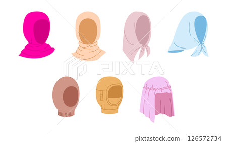 Set of full head and face Hats and Scarfs - Headscarf, Balaclava Keffiyeh Snood Hijab. Head Fashion accessory cap 126572734