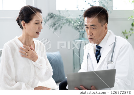 A woman receiving an explanation from a male doctor A woman receiving an explanation from a male doctor 126572878