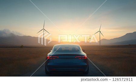 electric car on the road 126572911