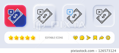 Rejected Payment line icon. Neumorphic, Flat shadow, 3d buttons. Dollar money sign. Finance symbol. Line rejected Payment icon. Social media icons. Vector Rejected Payment line icon. Neumorphic, Flat shadow, 3d buttons. Dollar money sign. Finance symbol. Line rejected Payment icon. Social media icons. Vector 126573124