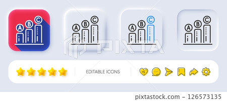 Graph line icon. Neumorphic, Flat shadow, 3d buttons. Column chart sign. Ab test diagram symbol. Line graph chart icon. Social media icons. Vector 126573135