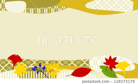 Scandinavian-style wallpaper with Japanese patterns [Autumn image] 126573179