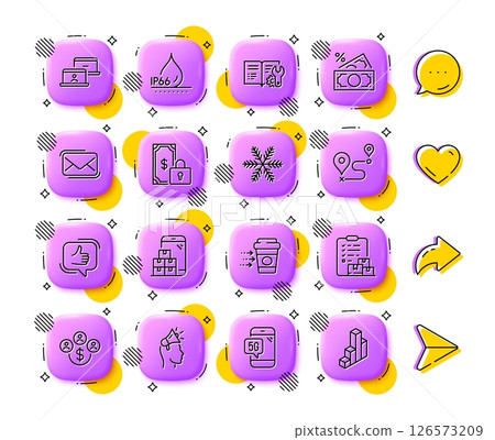 Snowflake, Brand ambassador and Journey line icons. App 3d buttons. Social media comment, share, like icons. Pack of Messenger mail, Engineering documentation, Mobile inventory icon. Vector Snowflake, Brand ambassador and Journey line icons. App 3d buttons. Social media comment, share, like icons. Pack of Messenger mail, Engineering documentation, Mobile inventory icon. Vector 126573209