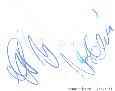 Thin, hand-drawn lines resembling blue crayons 126573231