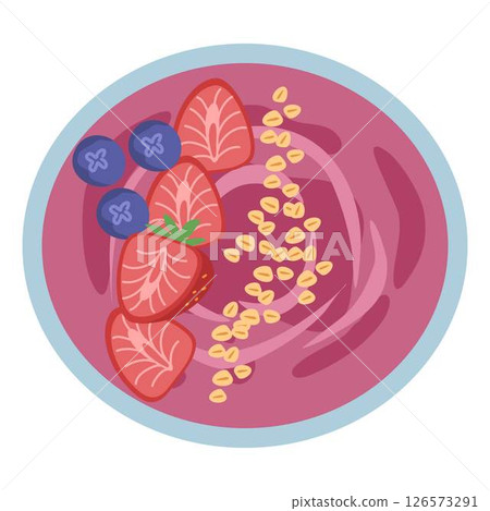 Smoothie bowl with nuts and berries illustration 126573291