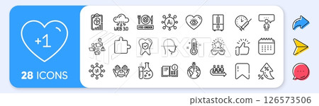 Refrigerator, Web3 and Report line icons. Interest rate, AI generate, Inflation icons. Pack of Consulting business, Builders union, Thermometer icon. Vector 126573506