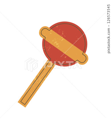 Bold retro circle sticker. Flat abstract shape with grunge texture. This graphic element highlights brutalism and y2k styles, ideal for modern projects and contemporary designs. 126573545