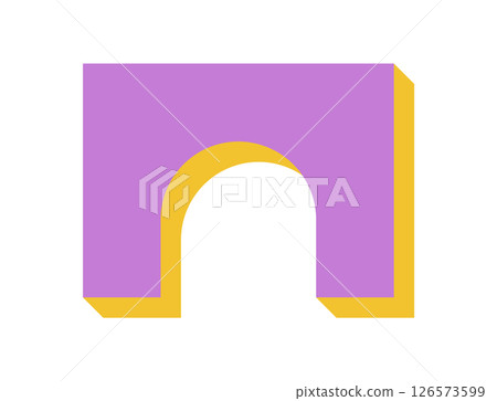 Brutalist geometric shape sticker. Abstract icon with a bold form and minimal shadow. Modern brutalism element, flat geometric style, ideal for trendy graphics and contemporary projects. 126573599