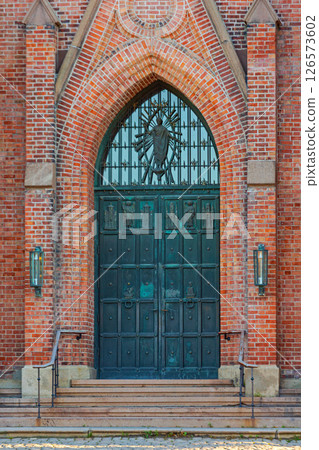 Church Door Fredrikstad Norway 126573602