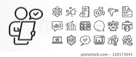 Analytical chat, Search employee and Falling star line icons for web app. Glare of light effect. Message icon. Pack of Card, Storage, Survey results pictogram icons. Vector Analytical chat, Search employee and Falling star line icons for web app. Glare of light effect. Message icon. Pack of Card, Storage, Survey results pictogram icons. Vector 126573641