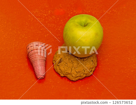 Green apple on cookie Green apple on cookie 126573652