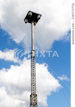 Surveillance cameras on tower Surveillance cameras on tower 126573710