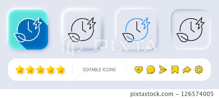 Charging time line icon. Neumorphic, Flat shadow, 3d buttons. Charge accumulator sign. Eco electric power symbol. Line charging time icon. Social media icons. Vector Charging time line icon. Neumorphic, Flat shadow, 3d buttons. Charge accumulator sign. Eco electric power symbol. Line charging time icon. Social media icons. Vector 126574005