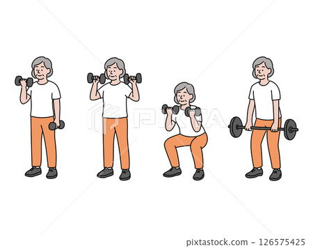 Set of senior women doing muscle training 126575425