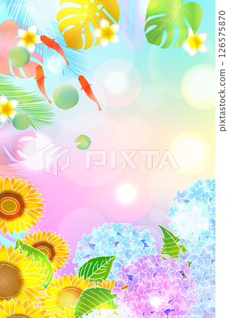 Goldfish summer watercolor Japanese pattern background 126575870