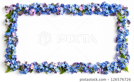 Colorful floral frame illustration with a spring flower border design 126576726
