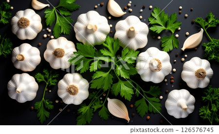 Fresh healthy white eggs with green parsley isolated for cooking Fresh healthy white eggs with green parsley isolated for cooking 126576745