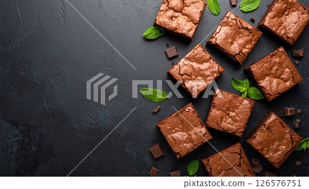 Delicious gourmet snack with various chocolate bars, including mint and nuts 126576751