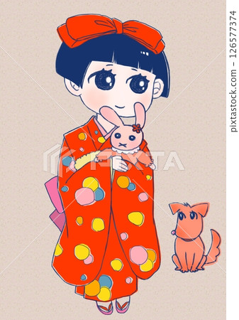 穿和服的女孩 穿和服的女孩 126577374